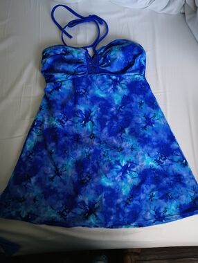 Women’s Blue Tie-Dye One-Piece Swimdress